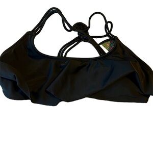 Braided black swim top ruffle